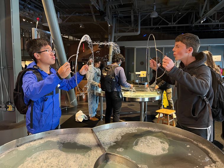 Students at the Exploratorium